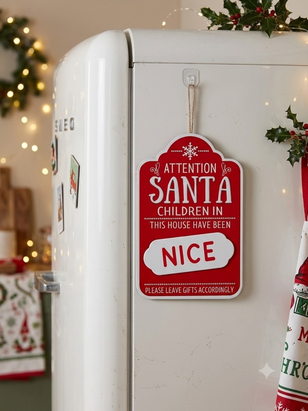 Holiday 'Attention Santa - Naughty' Red Hanging Sign - Picture 6 of 7